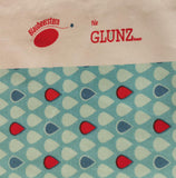Baumwolljersey Retro Stoff "Alles Fliegt" blaue und rote Tropfen | designed by Blaubeerstern