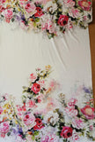 Viskosejersey Stoff Panel "Blumenstrauß" rote und rosa Rosen ca. 0,75m lang
