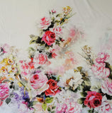 Viskosejersey Stoff Panel "Blumenstrauß" rote und rosa Rosen ca. 0,75m lang