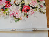 Viskosejersey Stoff Panel "Blumenstrauß" rote und rosa Rosen ca. 0,75m lang