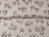 Minky Fleece Stoff weiß mit kleinen Eulen