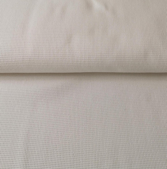 Waffelpique uni, weiß - 100% Baumwoll Stoff - kleine Karos
