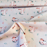 Baumwoll-Stoff Ostern, Häschen und Blümchen