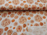 Baumwoll Musselin Stoff Druck wollweiß terrakotta Retroblumen