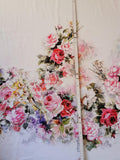 Viskosejersey Stoff Panel "Blumenstrauß" rote und rosa Rosen ca. 0,75m lang