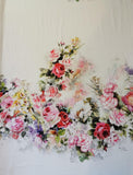 Viskosejersey Stoff Panel "Blumenstrauß" rote und rosa Rosen ca. 0,75m lang