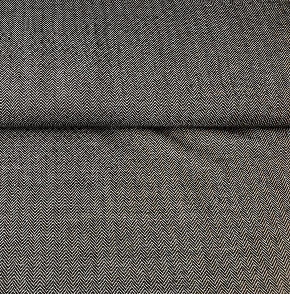 Reststück: Jacquard Jersey Fischgrat anthrazit - schwarz/weiß; ca. 0,4m