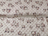 Minky Fleece Stoff weiß mit kleinen Eulen
