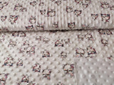 Minky Fleece Stoff weiß mit kleinen Eulen