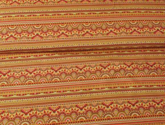Baumwoll Jersey Stoff Ethnic Tribal in Biskuit