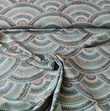 Baumwolljersey Stoff - blaue Halbkreise - Sommerstoff