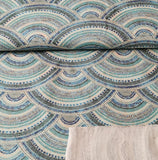 Baumwolljersey Stoff - blaue Halbkreise - Sommerstoff