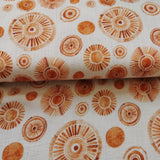 Baumwoll Musselin Stoff Druck wollweiß terrakotta Retroblumen