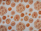 Baumwoll Musselin Stoff Druck wollweiß terrakotta Retroblumen
