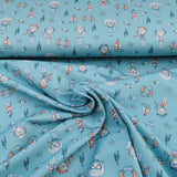 Baumwolljersey Druck "Sommer am Meer" Kinder, Segelboote, Heringe, Möwen, Leuchttürme, Seesterne und Muscheln