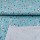 Baumwolljersey Druck "Sommer am Meer" Kinder, Segelboote, Heringe, Möwen, Leuchttürme, Seesterne und Muscheln