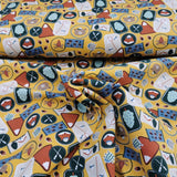 French-Terry Stoff Bär & Fuchs gelber Hintergrund | Julie Kids Fashion