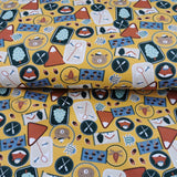 French-Terry Stoff Bär & Fuchs gelber Hintergrund | Julie Kids Fashion