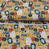 French-Terry Stoff Bär & Fuchs gelber Hintergrund | Julie Kids Fashion