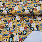 French-Terry Stoff Bär & Fuchs gelber Hintergrund | Julie Kids Fashion