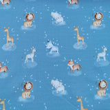 French Terry Stoff blau mit Giraffe, Löwe, Zebra, Nashorn und Elefant | Fräulein von Julie