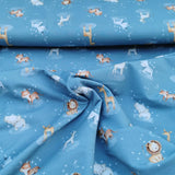 French Terry Stoff blau mit Giraffe, Löwe, Zebra, Nashorn und Elefant | Fräulein von Julie