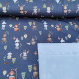 French Terry Druck kleine Waldtiere Hase, Bär, Fuchs, Hirsch auf dunklem Hintergrund | Fräulein von Julie