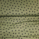 Reststück: French Terry Stoff angeraut grün mit schwarzen Retro Blumen | Designed by POPPY Europe; ca. 1,4m