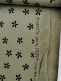 Reststück: French Terry Stoff angeraut grün mit schwarzen Retro Blumen | Designed by POPPY Europe; ca. 1,4m