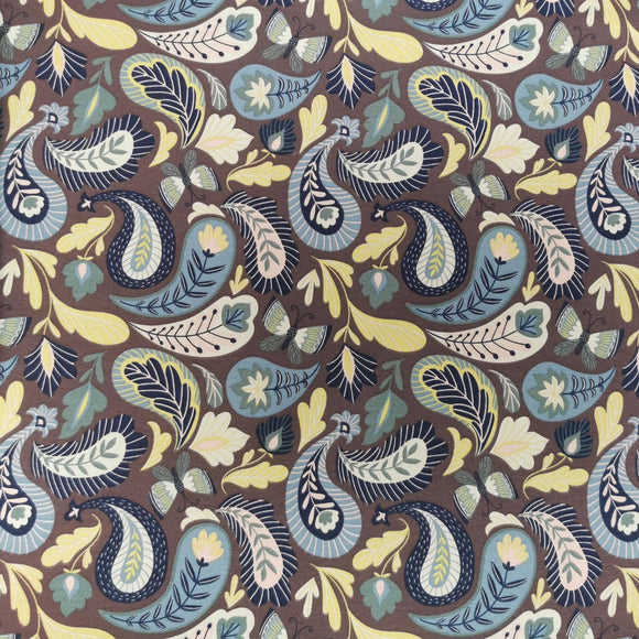 French Terry Stoff Druck mit dunklem Paisley Muster