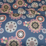 weicher & warmer Alpenfleece Stoff mit Blumen auf blau